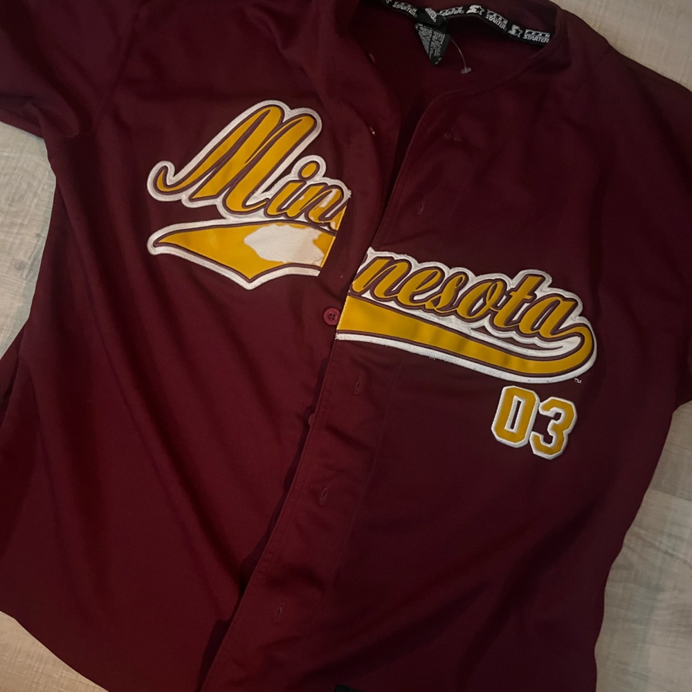 Maroon Baseball Jersey with Yellow Lettering